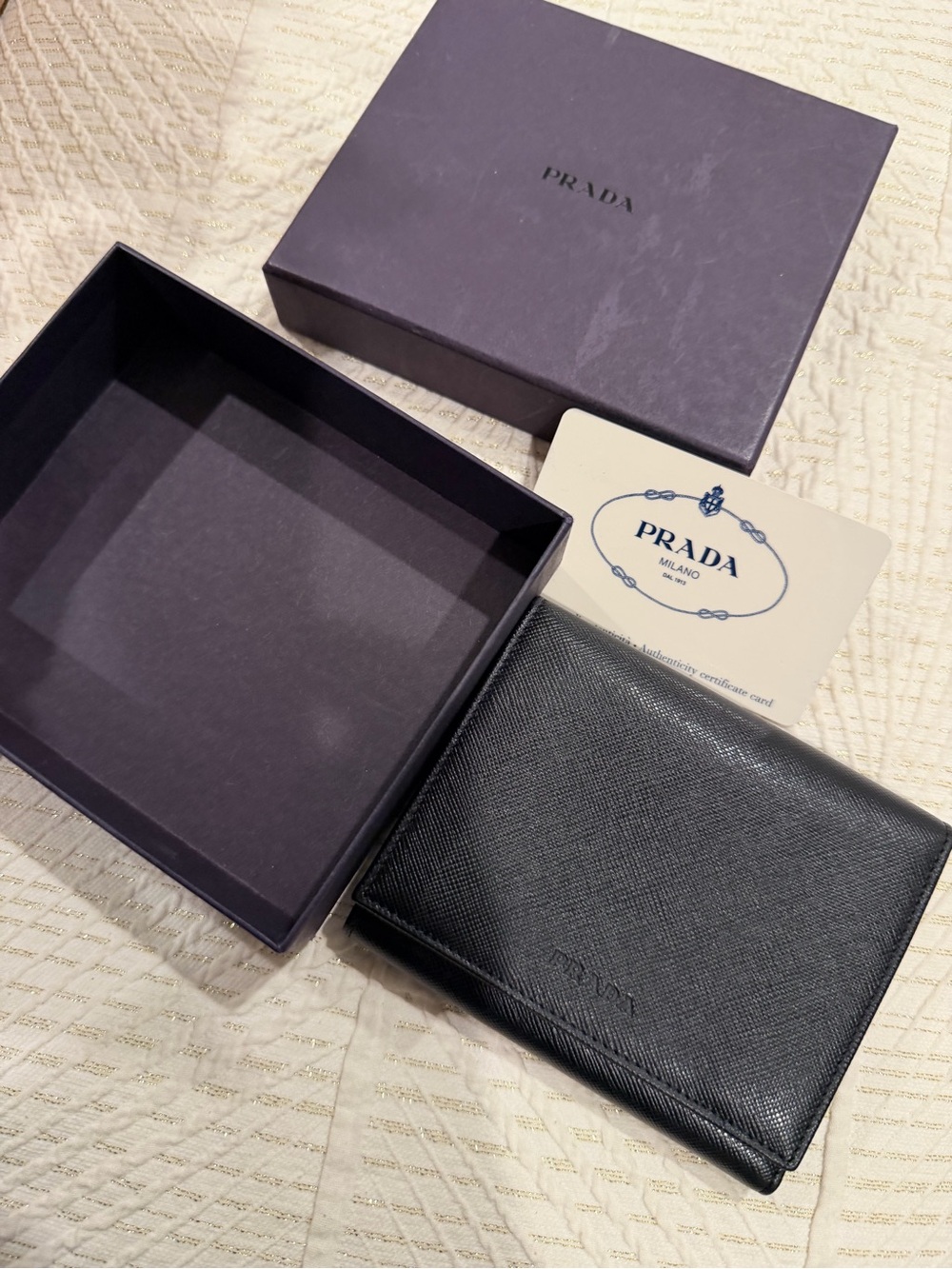 Prada Black Saffiano Leather bifold Wallet